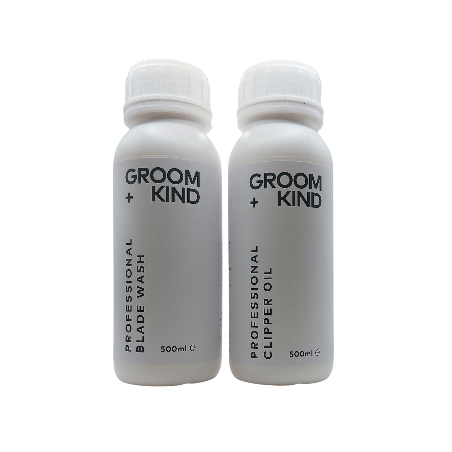 Bottles of Groom + Kind Blade Clean and Clipper Oil