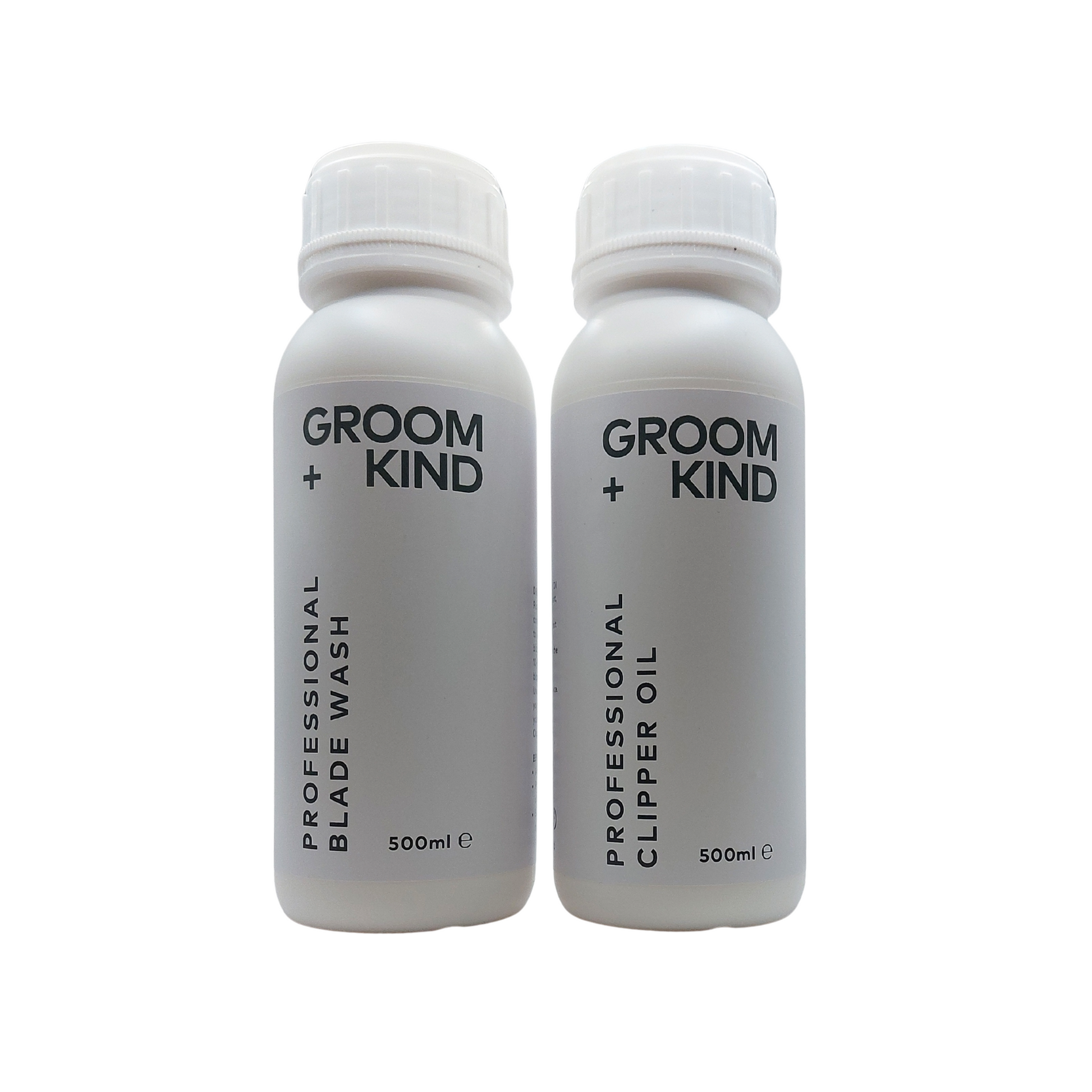 Bottles of Groom + Kind Blade Clean and Clipper Oil