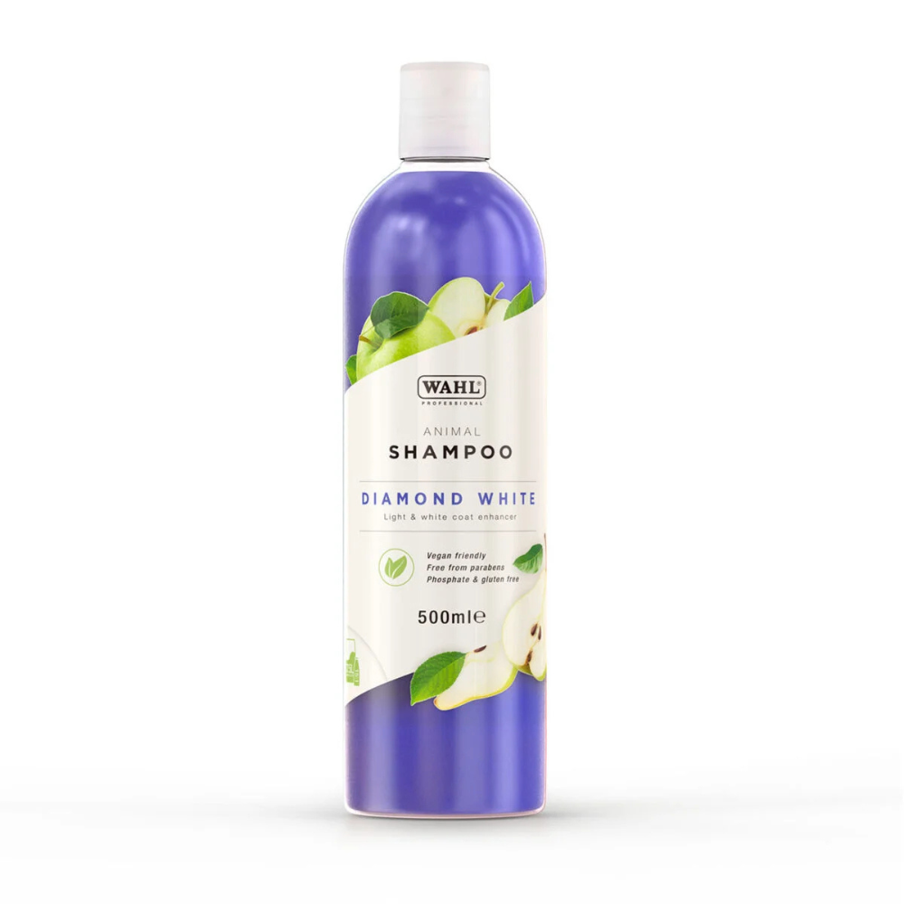Wahl 500ml Diamond White shampoo bottle on a white background.