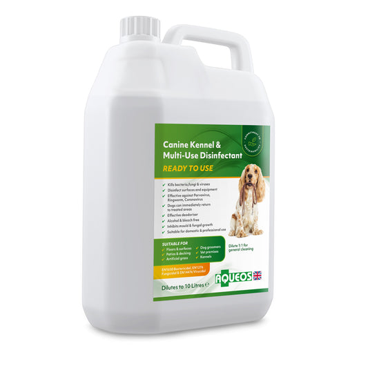 Dog-safe disinfectant – Aqueos antibacterial cleaner for grooming areas and tools. Dilute 1:1