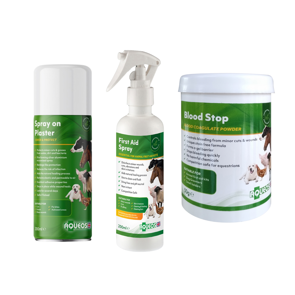 Salon First Aid Bundle: Blood Stop Powder, First Aid Spray & Spray-On Plaster