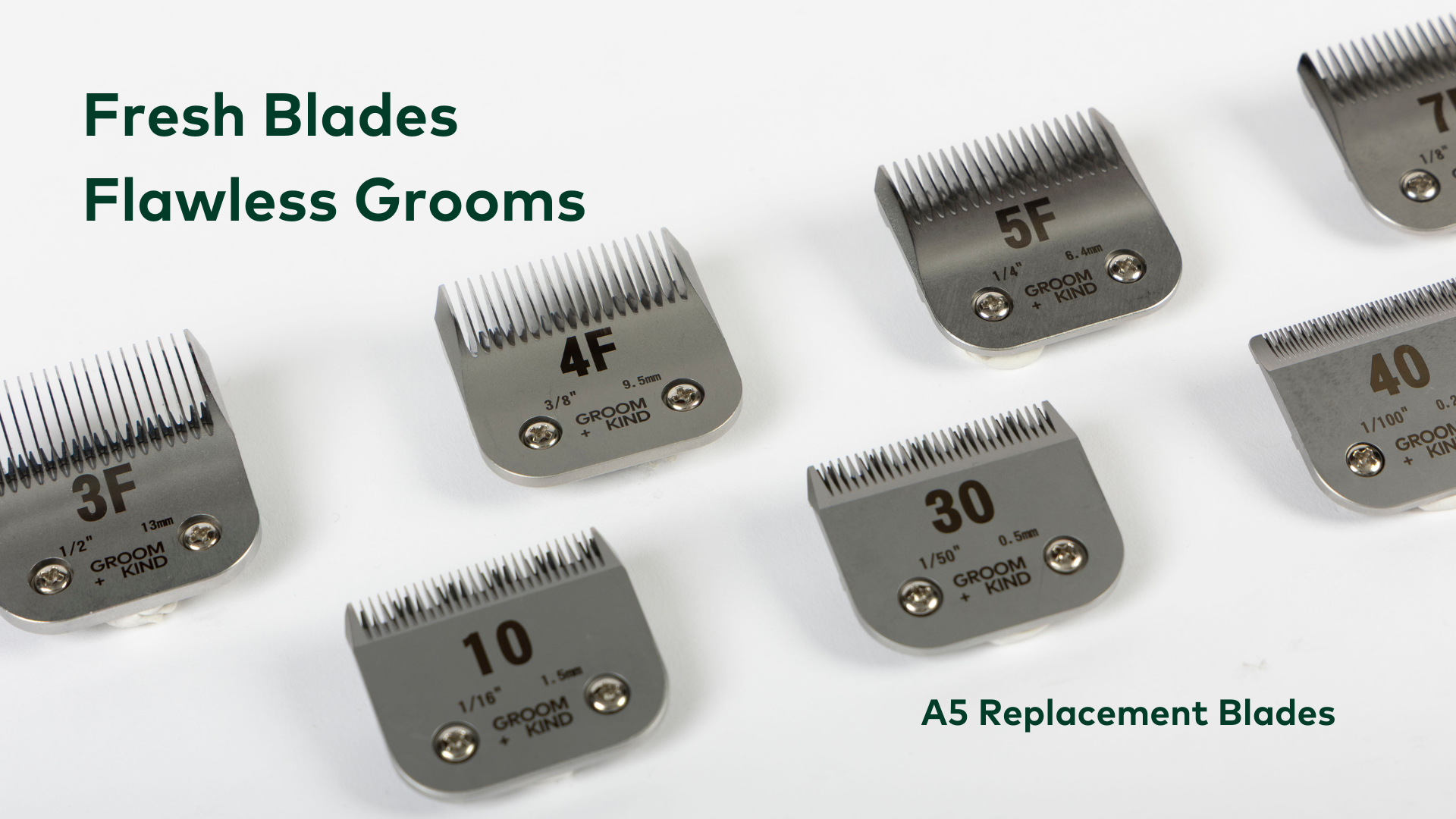 A collection of Groom + Kind Blades on a white background