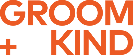 Orange 'Groom + Kind' logo on a white background