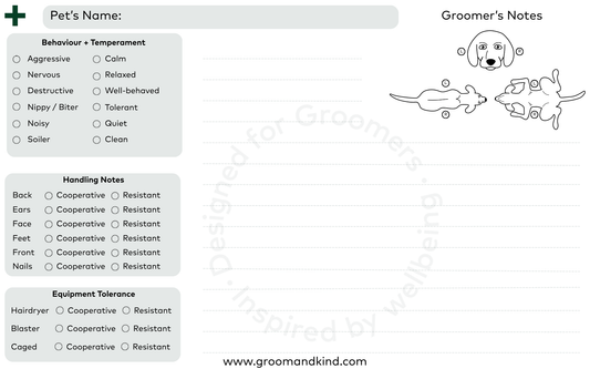 Grooming Client Record Card - Free Printable and Editable template