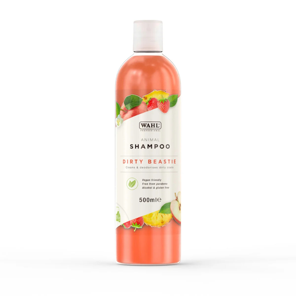 Wahl Animal Shampoo bottle labeled 'Dirty Beastie' on a white background