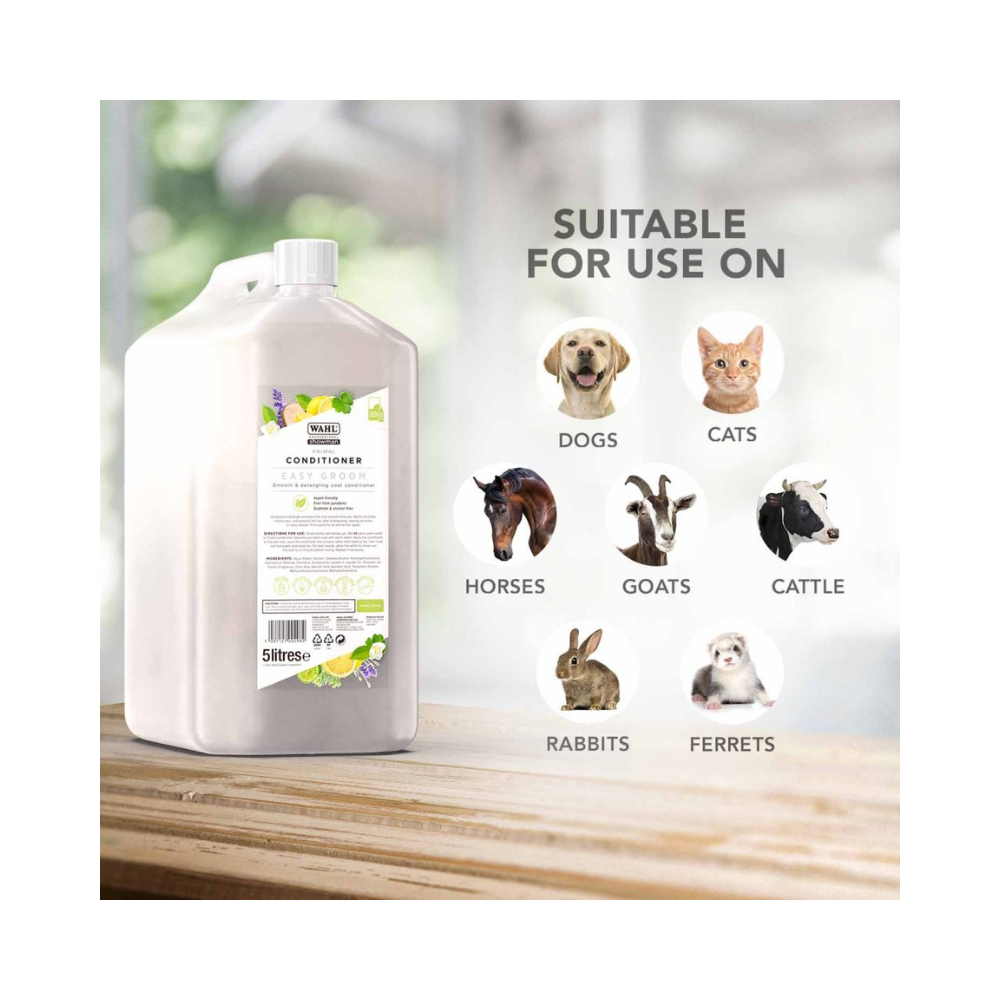 Dog grooming conditioner – Wahl Easy Groom 5L for salon use, detangling and soft coats.
