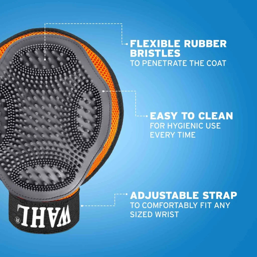 annotated image of wahl pet grooming glove