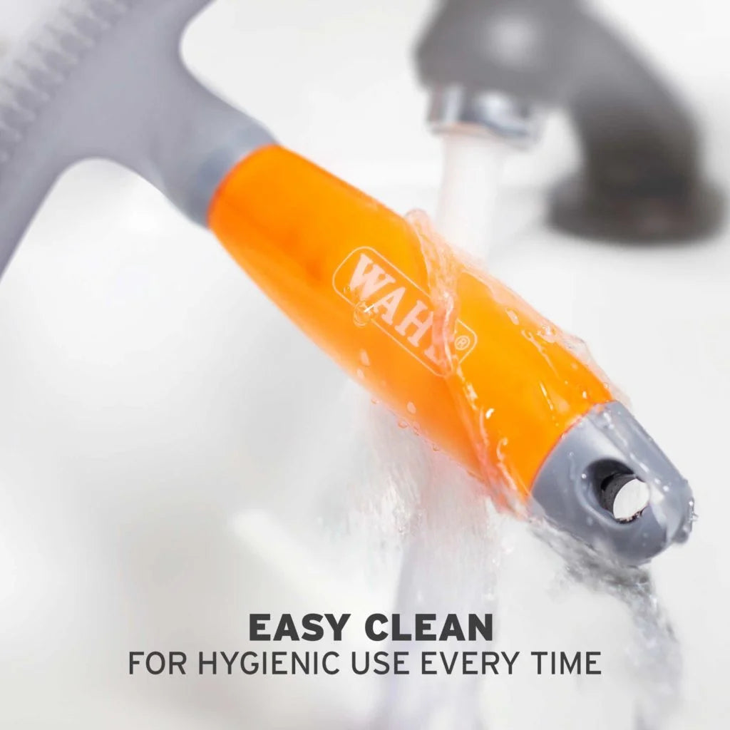 showing how easy it is to clean the double Row Rake and Shedding blade